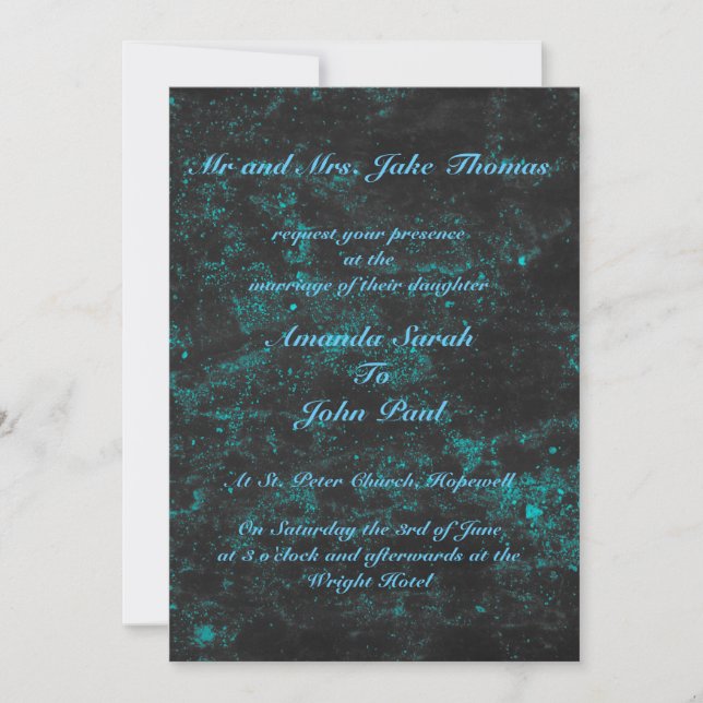 Jolie invitation de mariage bleu (Devant)