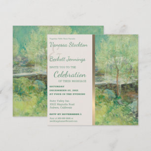 Jolie invitation de mariage de jardin peinte vinta