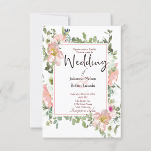 Jolie invitation de mariage florale à l'aquarelle 