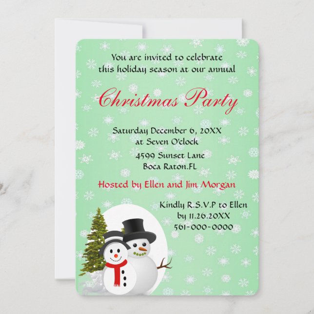Jolie invitation de Noël avec Snowman (Devant)