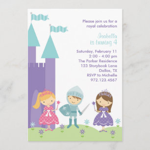 Jolie invitation de princesse pourpre, rose et Tur