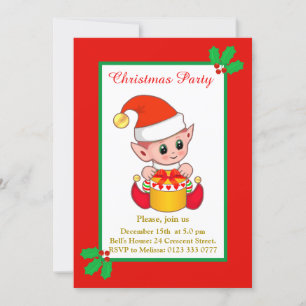 Jolie invitation des elfes de Noël