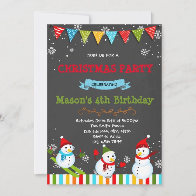 Jolie invitation fête d'anniversaire de bonhomme d (Devant)