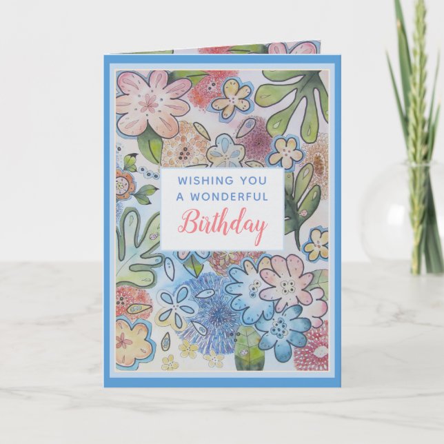 Jolie jolie Fleur Joyeuse Carte Anniversaire (Devant)
