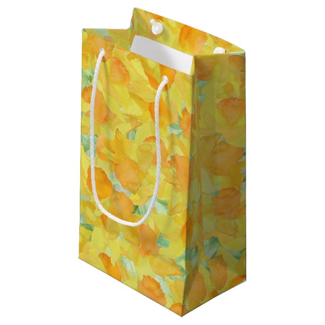 Jolie jonquilles jaunes dorées Petit sac cadeau (Devant Angle)