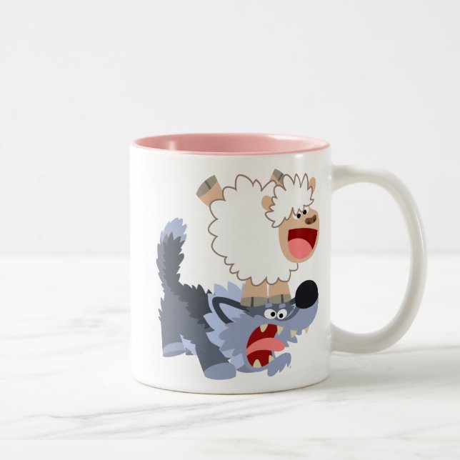 Jolie joueuse caricature mouton et mouton Wolf Mug (Droit)