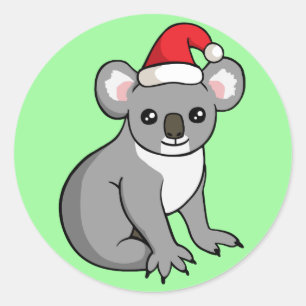 Jolie Koala de Noël à Santa Hat Dessin Stickers