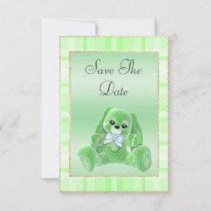 Jolie Lapin Vert Save The Date Baby Shower