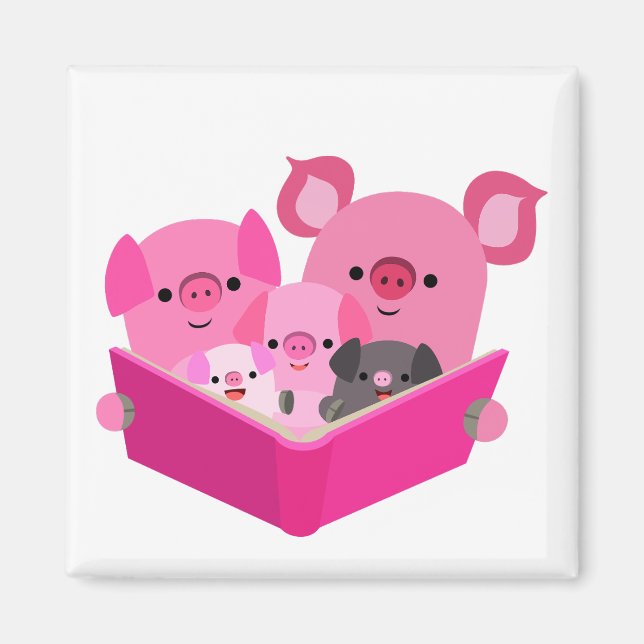 Jolie lecture Cartographie Pig Family Magnet (Devant)