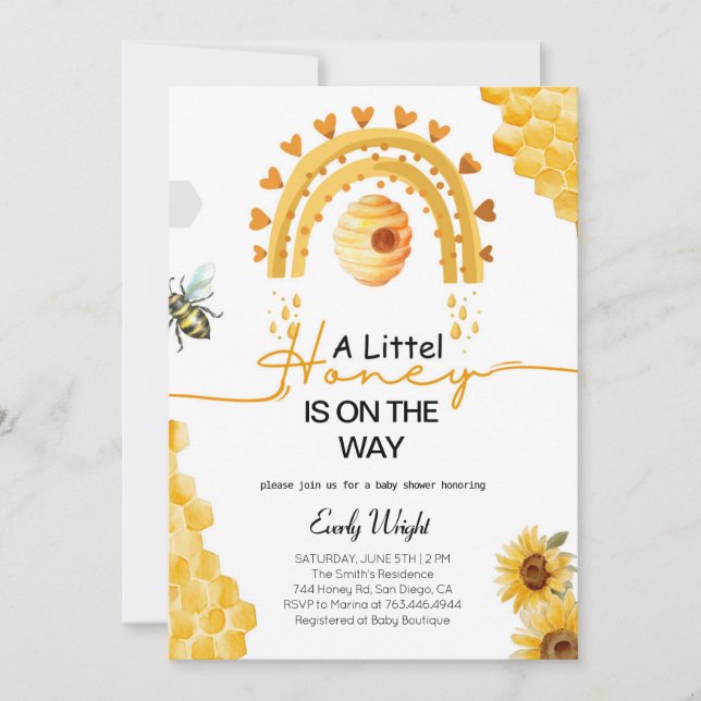 Jolie mariée à la nuptiale d'abeille Invitation (Devant)