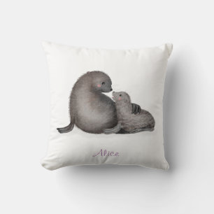 Jolie mère et bébé phoques à fourrure coussin de p