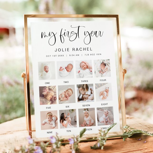 JOLIE Minimal Fun Boho First Year Photo Milestone Poster (Creator Uploaded)