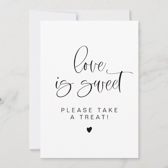 JOLIE Minimalist Love is Sweet Treat Favour Sign Invitation (Front)