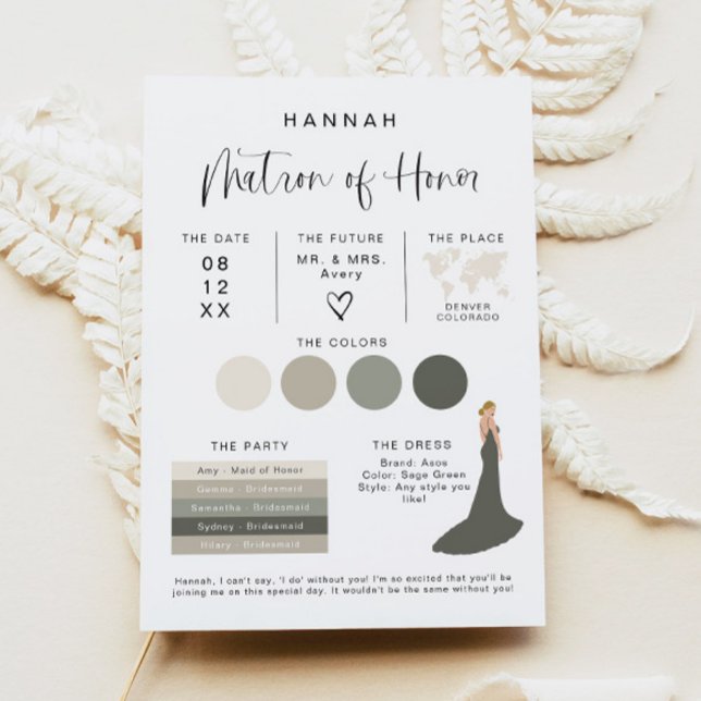JOLIE Modern EDITABLE Bridesmaid Info Card (Creator Uploaded)