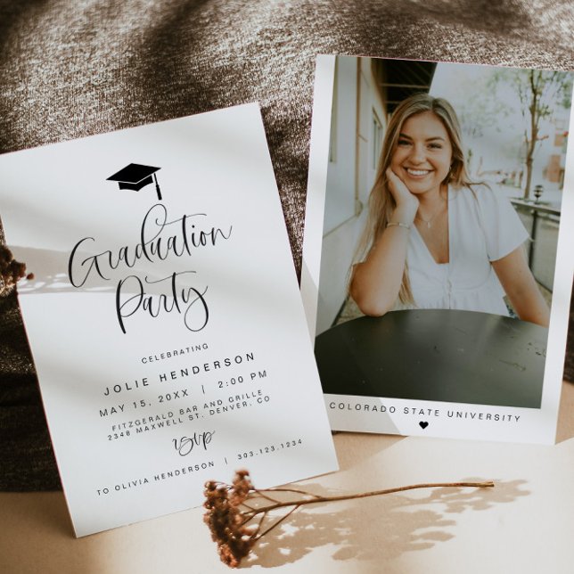 JOLIE Modern Minimal Typography Script Graduation Invitation (Creator Uploaded)