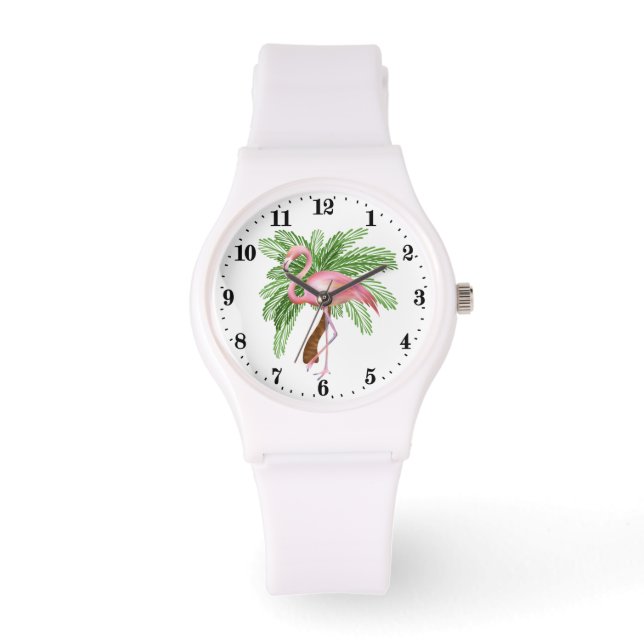 Jolie montre de flamingo rose de plage (Recto)