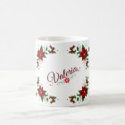 Jolie Mug personnalisée aux fleurs rouges de Noël