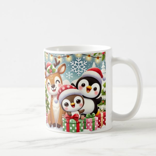 Jolie Noël Animaux Concevoir Mug (Droite)