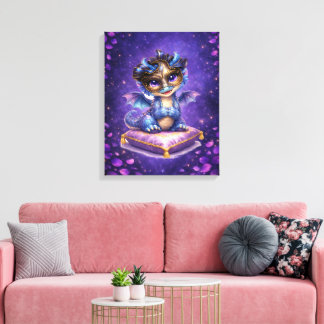 Jolie œuvre d'art fantaisiste de dragon sur toile