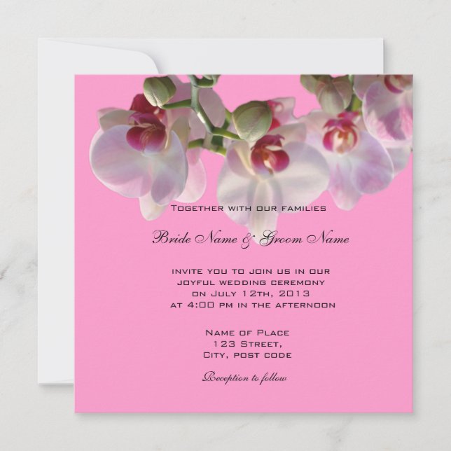 Jolie orchidée rose invitations de mariage (Devant)