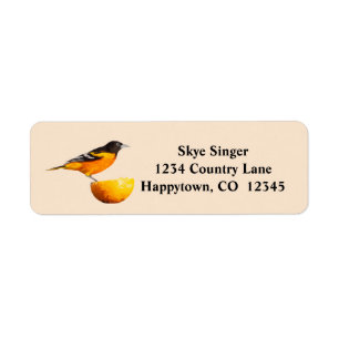 Jolie Oriole Bird et Orange Adresse de retour Labe