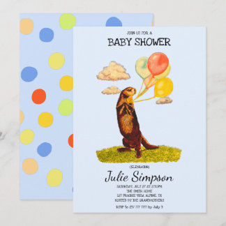Jolie Otter tenant des ballons colorés Invitation