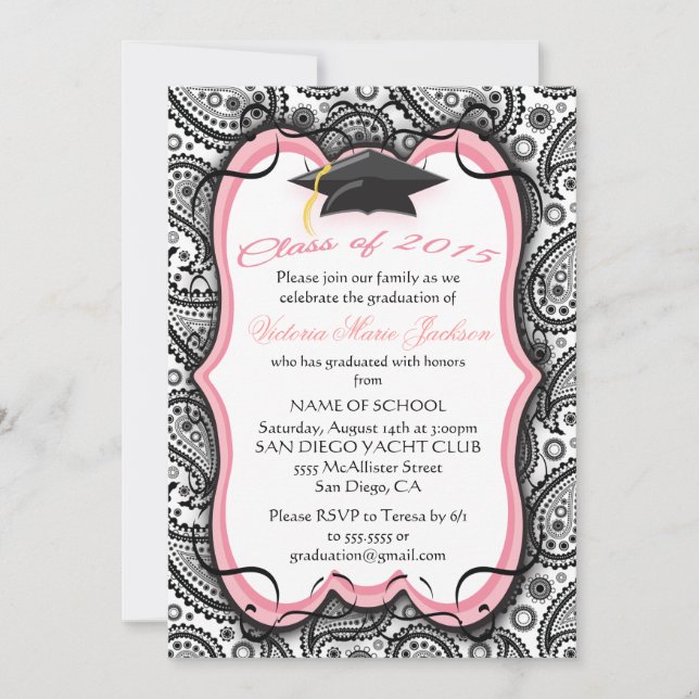 Jolie Paisley Graduation Invitation (Devant)