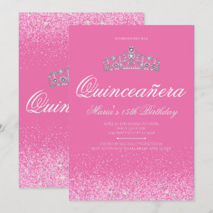 Jolie Parties scintillant rose, Invitations Quince