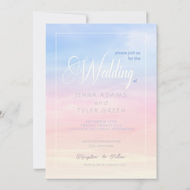 Jolie Pastel Clouds et Sky Faire-part de mariage (Devant)
