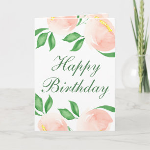 Jolie Peach Blush Aquarelle Florale Carte d'annive