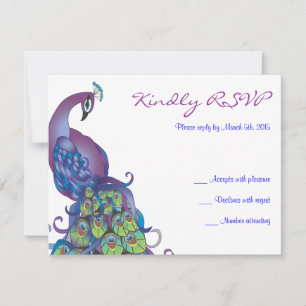 JOLIE PEACOCK Thème Mariage RSVP Carte de réponse