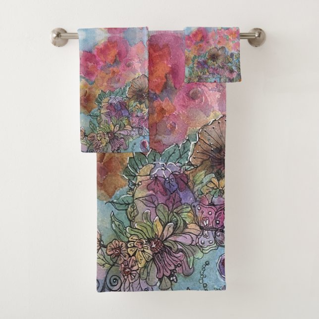 Jolie peinture à l'aquarelle du jardin de fleurs c (En situation)