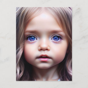 jolie petite fille aux grands yeux carte postale d