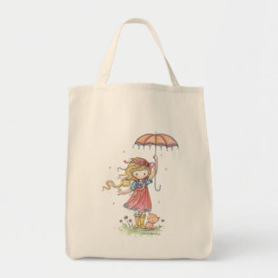 Jolie petite fille et chaton sous la pluie Sac