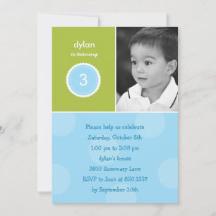 Jolie photo Dots Invitation d'anniversaire (Turquo