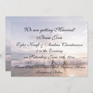 Jolie plage Ocean Waves Scene Faire-part de mariag