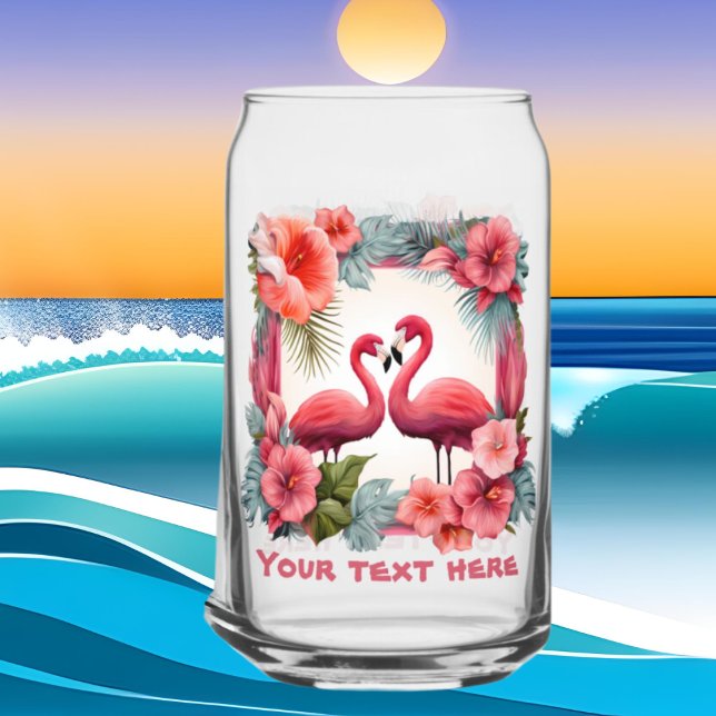 Jolie plage rose flamingo ajouter du texte (Créateur téléchargé)