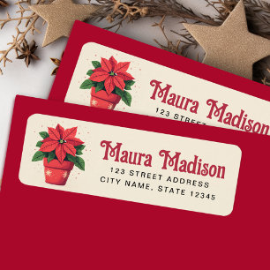Jolie poinsettia Noël adresse de retour