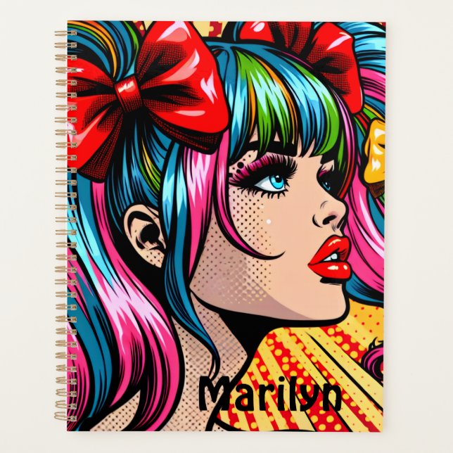 Jolie Pop Art Comic Girl colorée personnalisée (Devant)