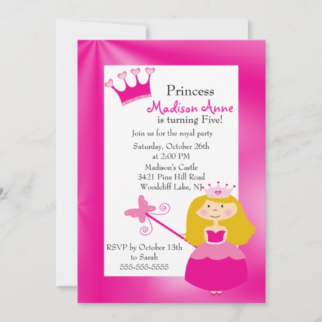 Jolie Princesse Anniversaire Fête Invitation (Devant)