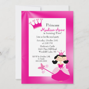 Jolie Princesse Anniversaire Fête Invitation
