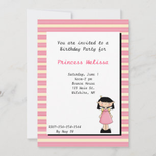 Jolie princesse rose Invitation d'anniversaire