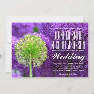 Jolie Purple et Green Flower Wedding Invitations