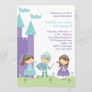 Jolie Purple et Turquoise Princesse Invitation