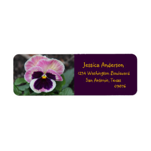 Jolie Purple Pansy Floral Retour Adresse Étiquette