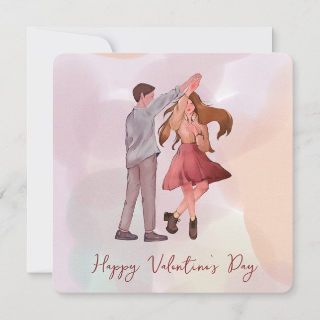 Jolie Romance Dancing Couple Valentine Carte de la (Devant)