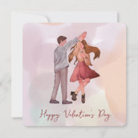 Jolie Romance Dancing Couple Valentine Carte de la