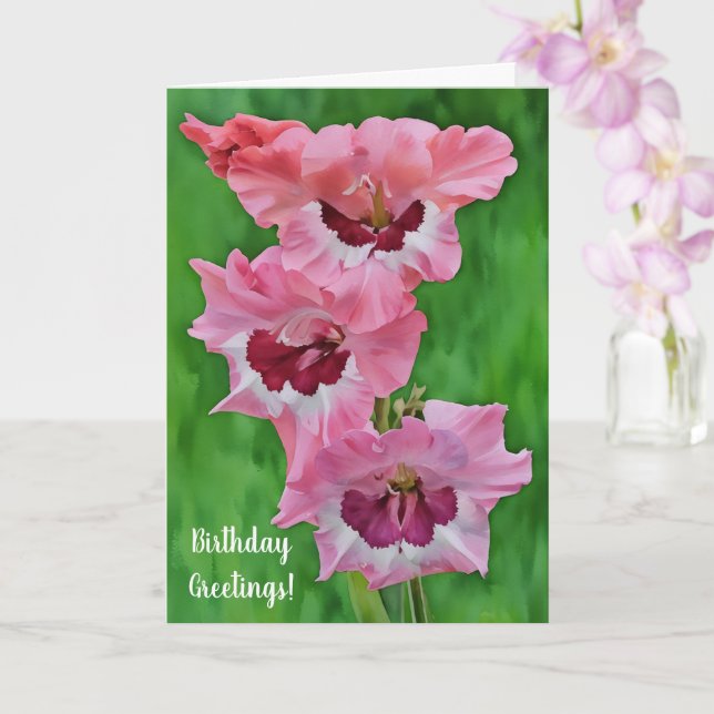 Jolie rose Fleurs du Jardin Gladiolus Carte d'anni (Orchidée)