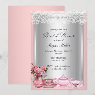 Jolie Rose High Tea nuptiale Invitation douche