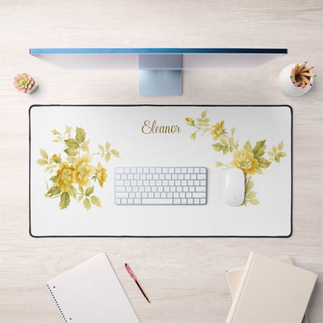 Jolie rose jaune d'or avec nom (Bureau 1)